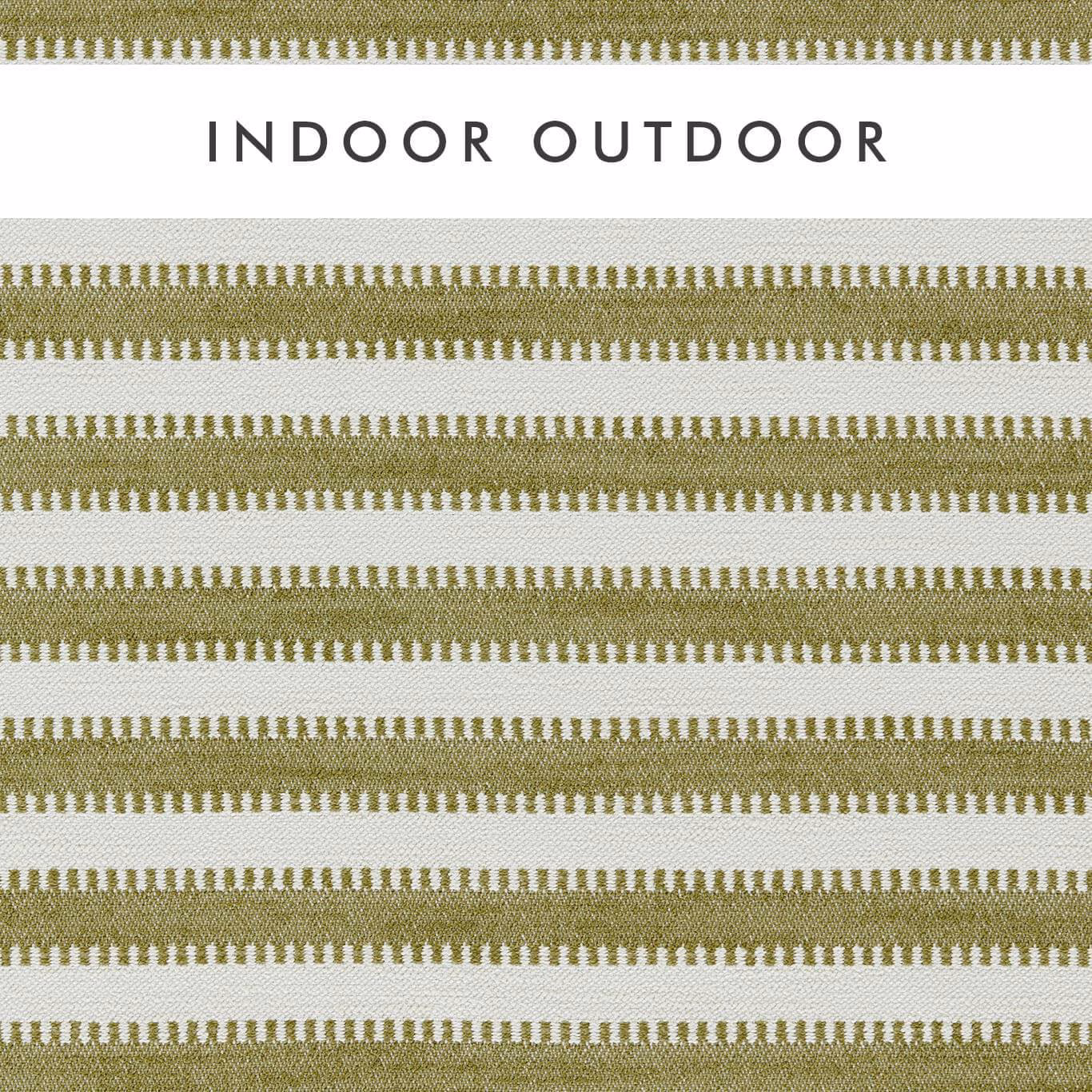 Muted grass-green and chalk horizontal stripe with fine woven geometric texture