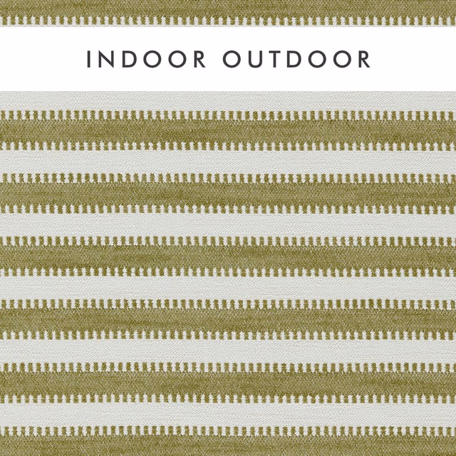 Muted grass-green and chalk horizontal stripe with fine woven geometric texture