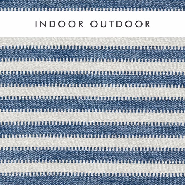 Textured indigo and chalk horizontal stripe weave with fine broken bands