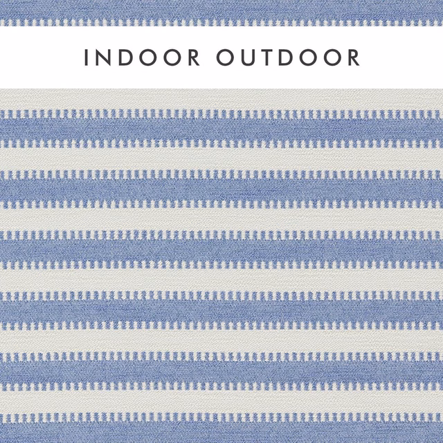 Cool iris-blue and chalk horizontal stripe with tiny woven tooth motifs