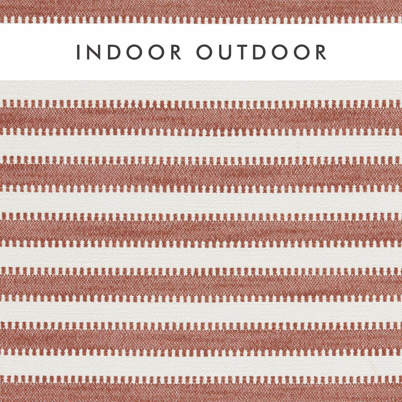 Warm rust and chalk woven stripe with small upright repeating marks