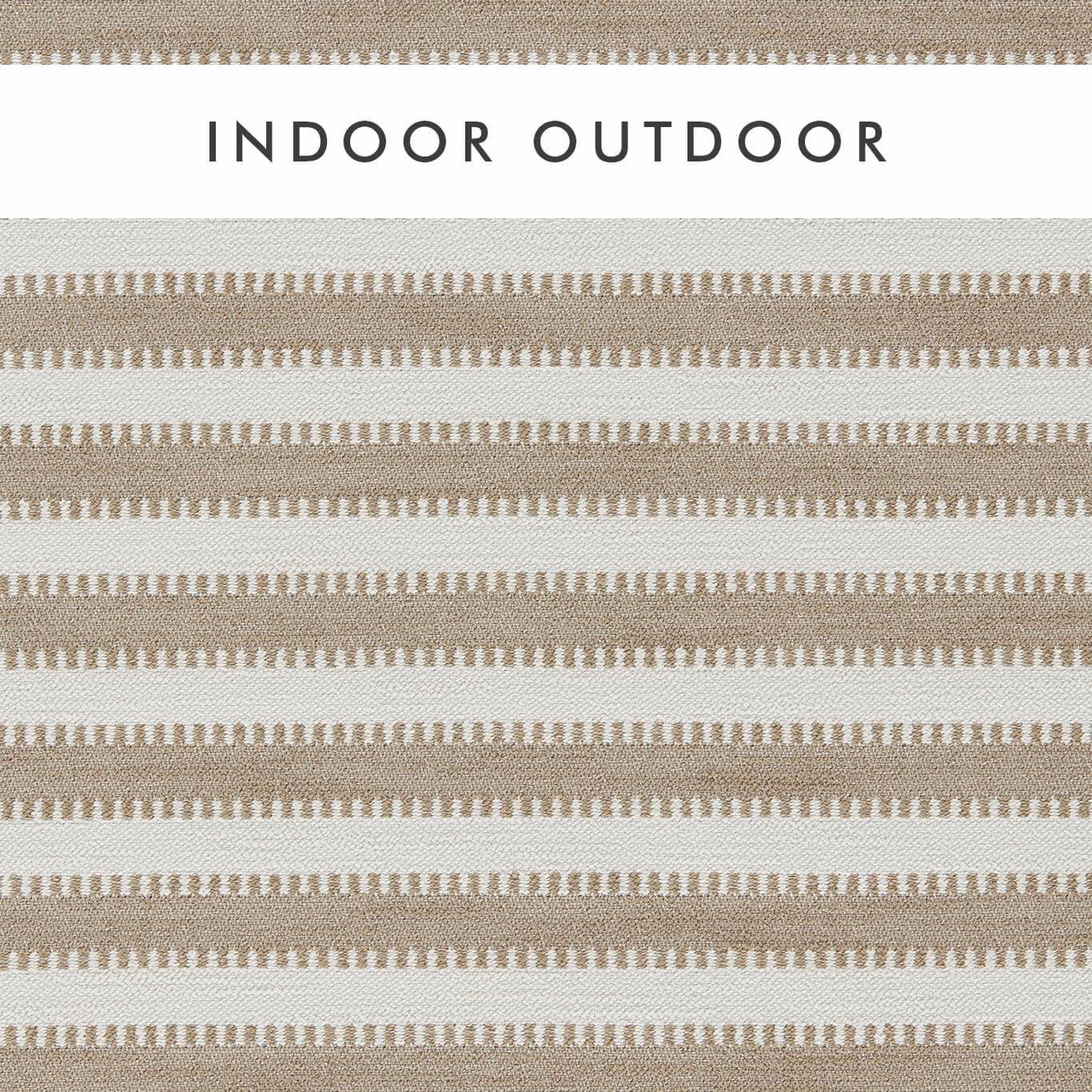Taupe and chalk outdoor woven stripe with tiny repeating dash details