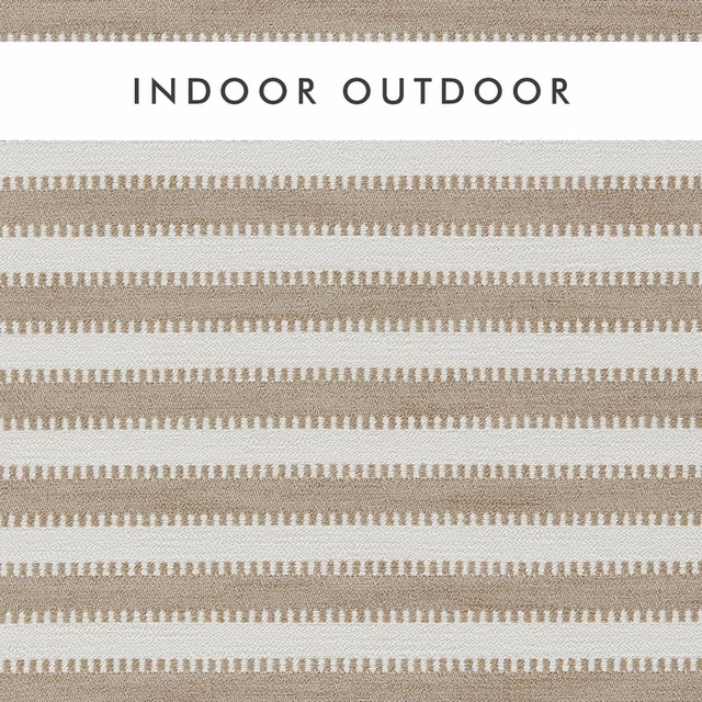 Taupe and chalk outdoor woven stripe with tiny repeating dash details