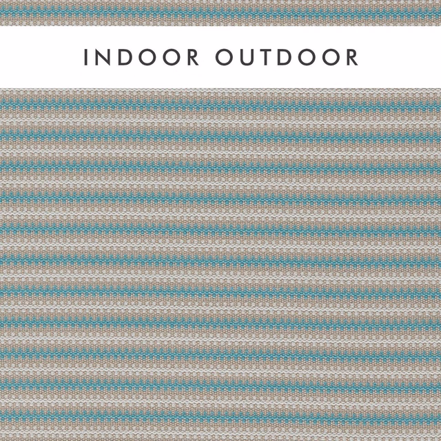 Close-up of aqua, chalk and taupe fabric with fine horizontal woven stripes