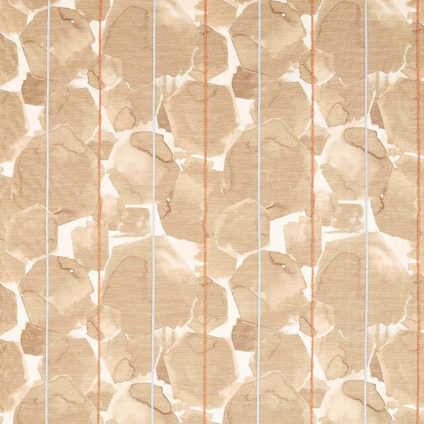 Clay and beige abstract blocks with paprika lines and pale sky-blue woven accents