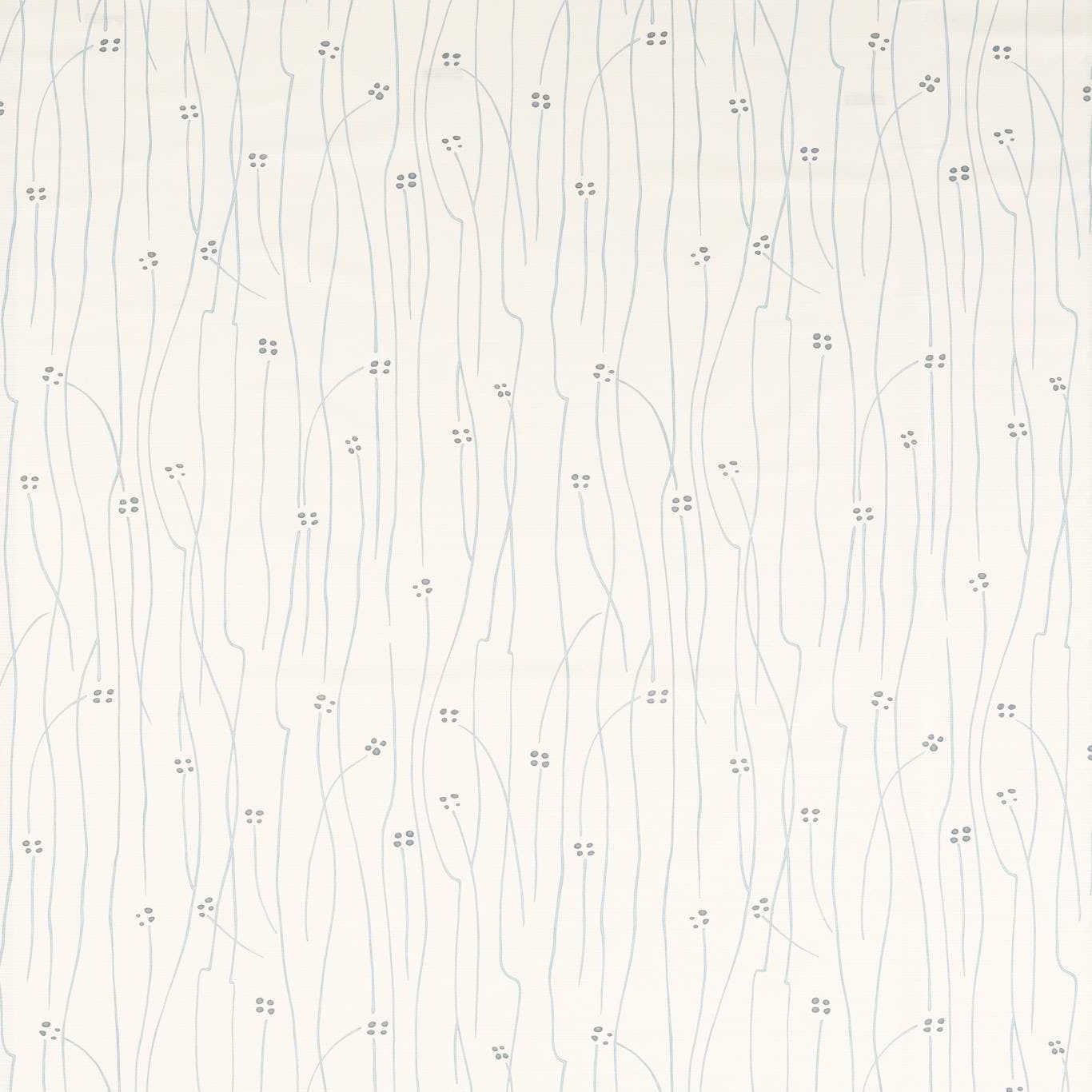 Cream fabric with fine frost-blue stems and tiny indigo floral clusters