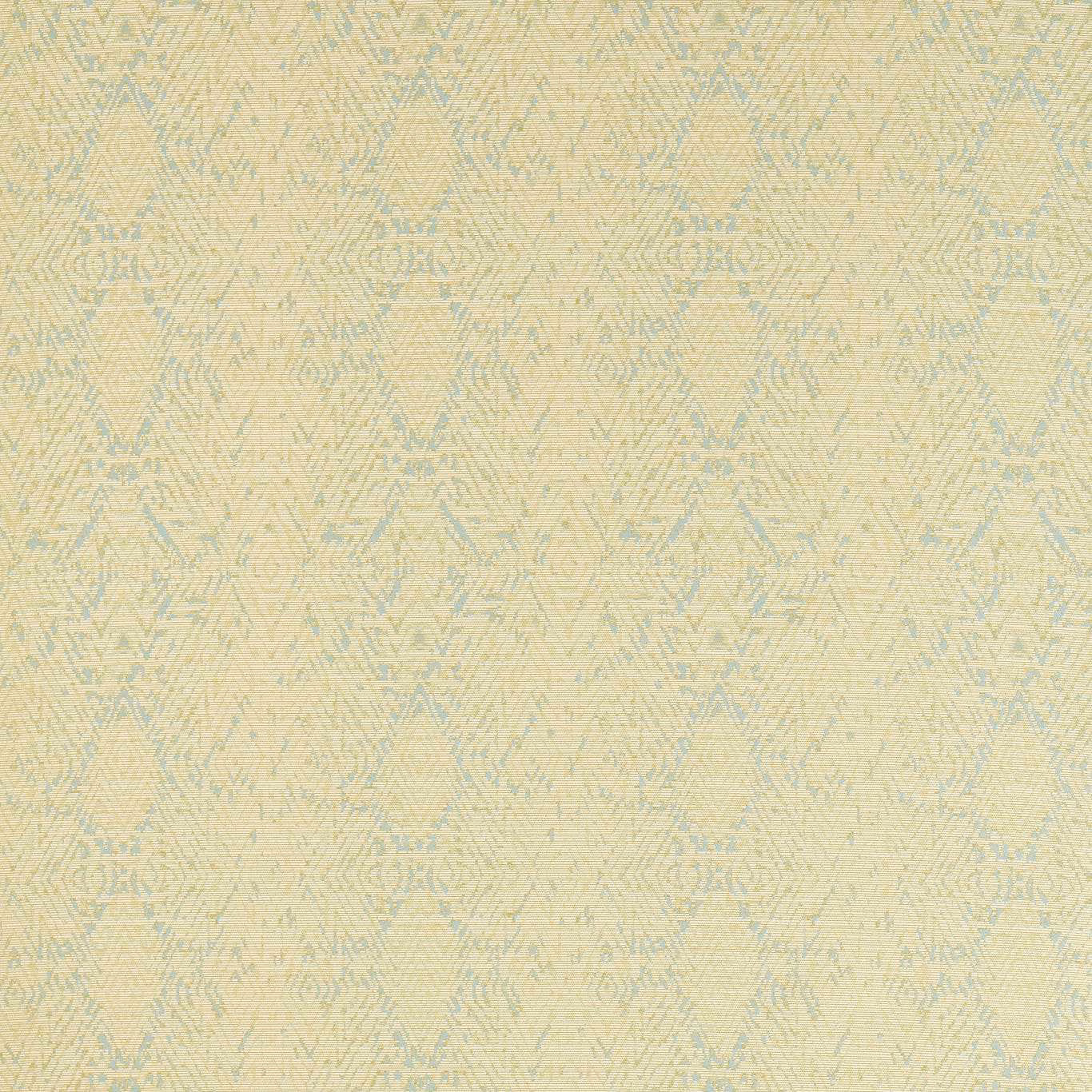 Pale buttermilk woven ground with muted sky-blue broken chevrons and fine texture