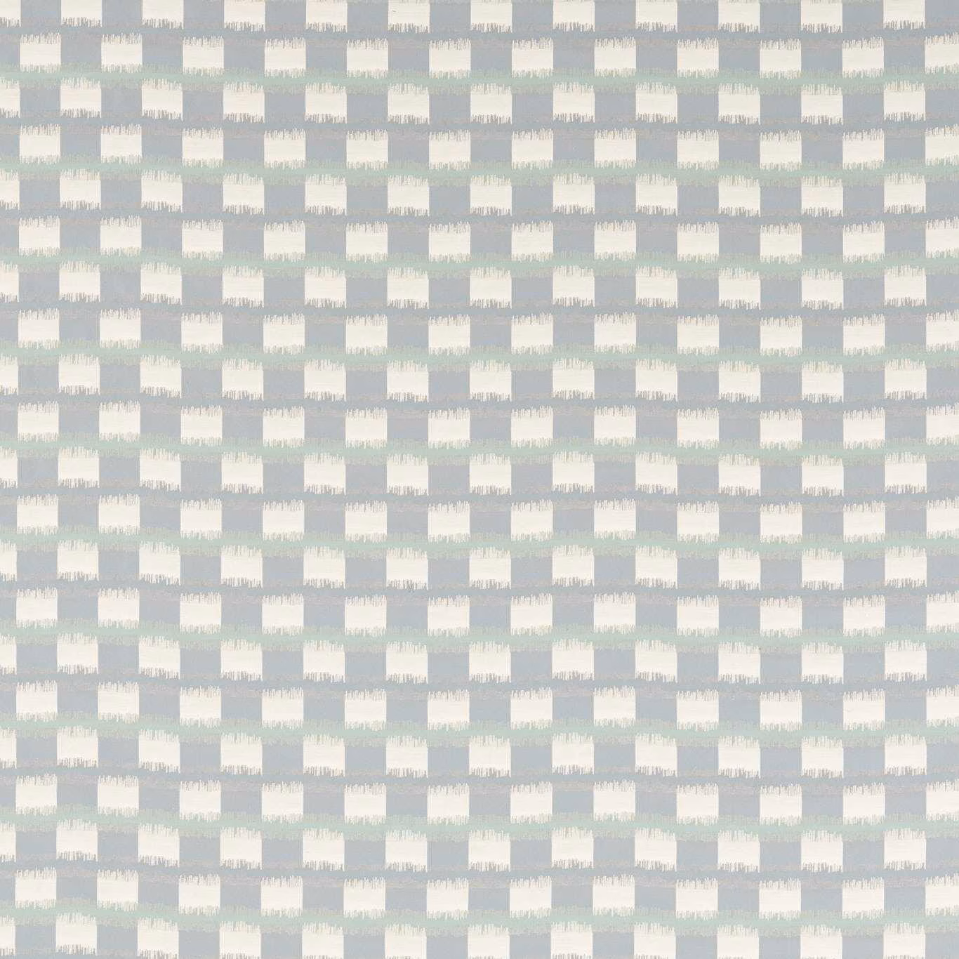 Pale cornflower blue and mist grey woven check with softly brushed rectangular blocks