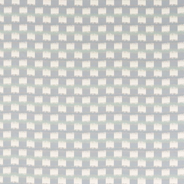 Pale cornflower blue and mist grey woven check with softly brushed rectangular blocks
