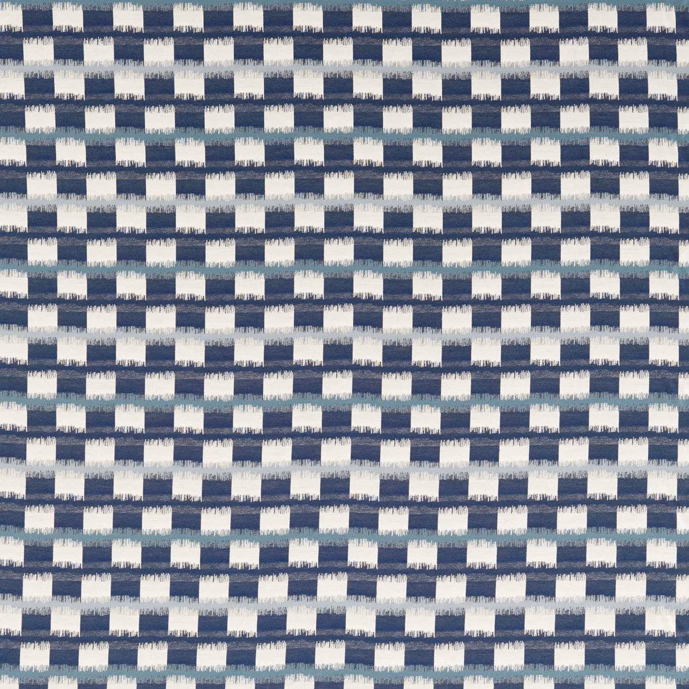 Indigo, sky blue and ivory woven check with softly irregular edges