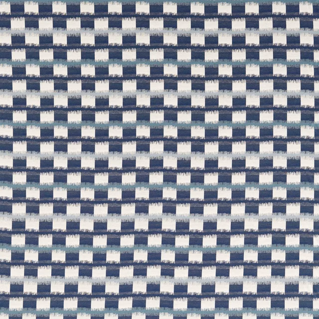 Indigo, sky blue and ivory woven check with softly irregular edges