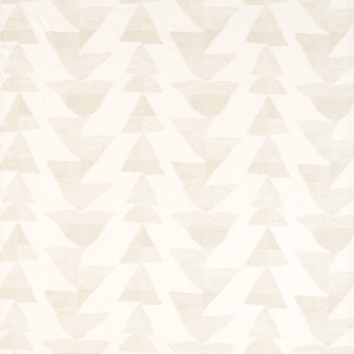 Parchment woven fabric with cloud-white angular arrows and pale triangular motifs