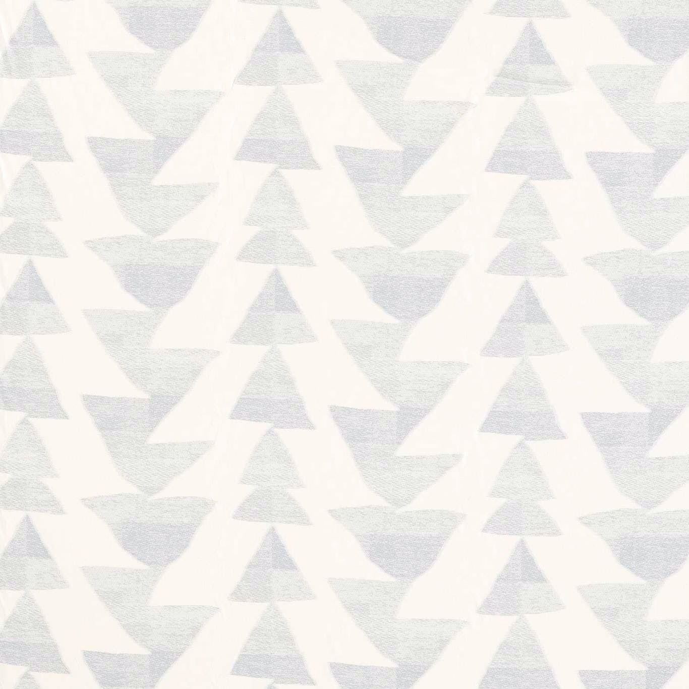 Pale sky blue-grey woven textile with cloud-white angular triangles and zigzags