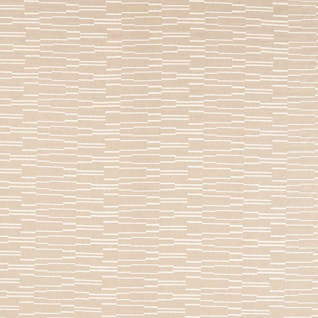 Pumice beige woven textile with fine frost-white broken horizontal lines