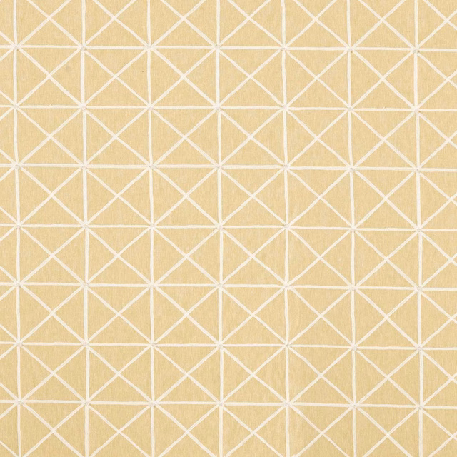 Warm buttermilk and taupe woven fabric with pale intersecting diamond lines