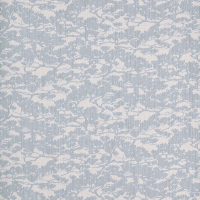 Pale blue and cream woven fabric with broken organic motifs and fine vertical texture