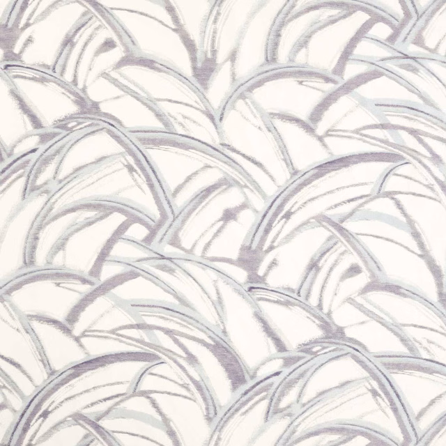 Pale lilac and periwinkle sweeping leaf motifs on an ivory ground