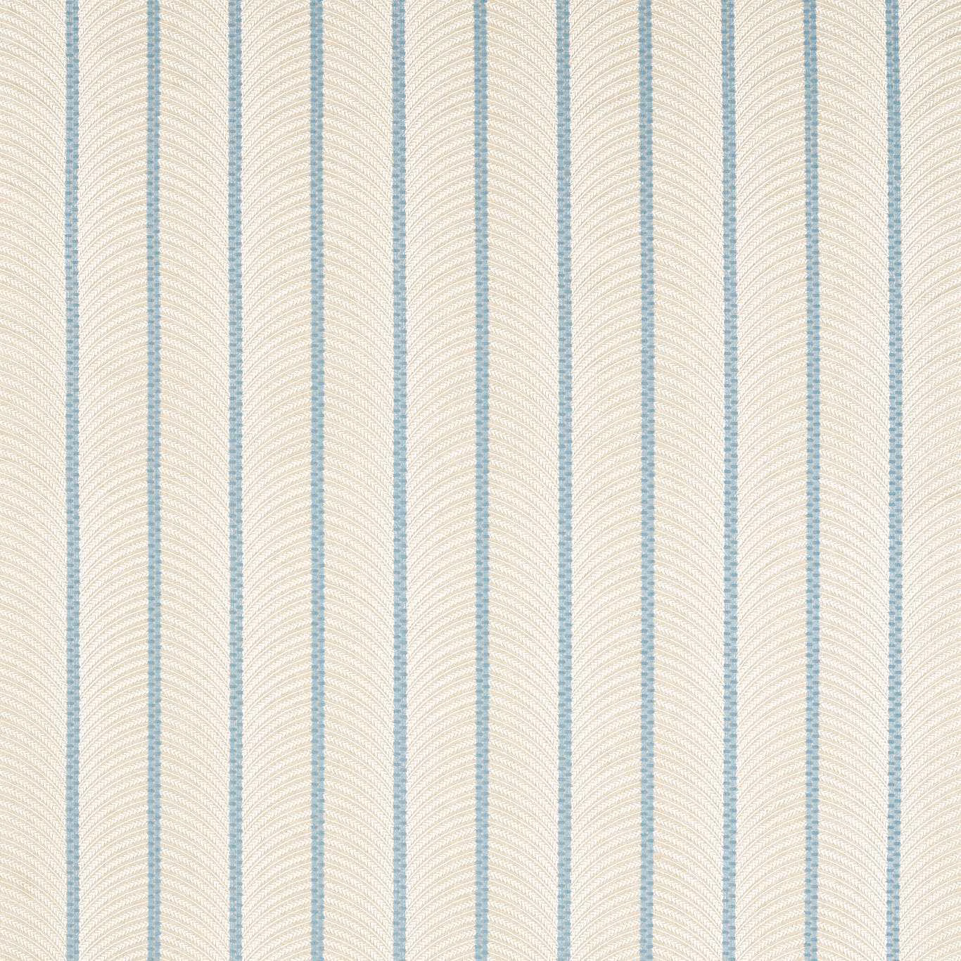 Parchment woven fabric with fine cornflower-blue vertical stripes and curved line texture