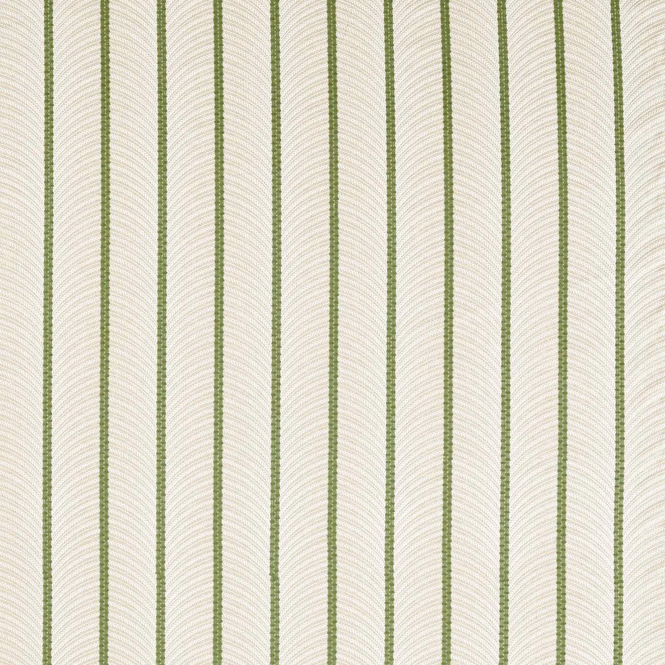 Warm parchment fabric with narrow Kelly green rippling vertical stripes