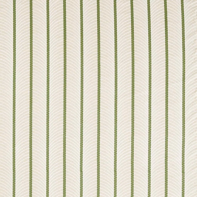 Warm parchment fabric with narrow Kelly green rippling vertical stripes