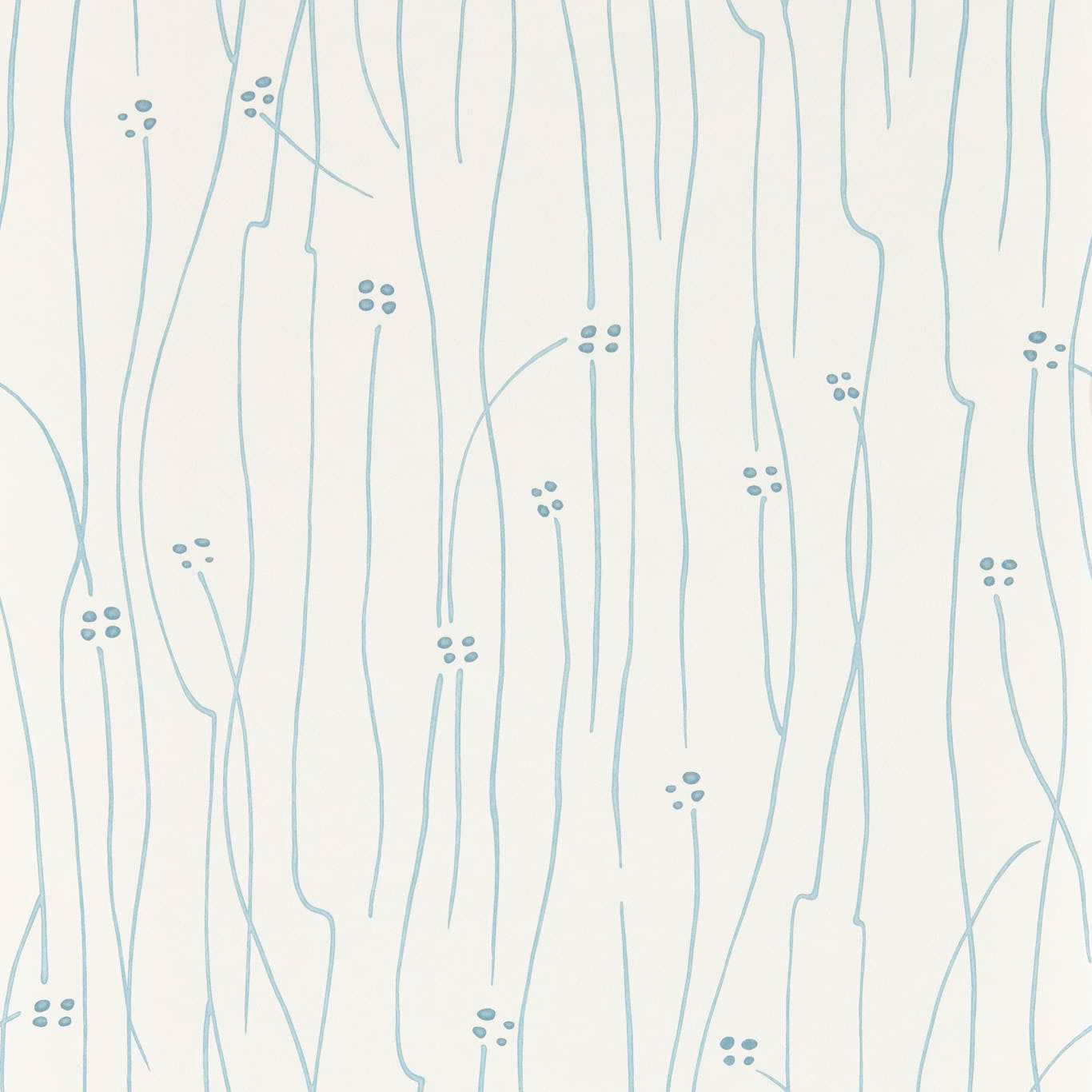 Chalk wallpaper with cool blue stems and tiny clustered dot motifs