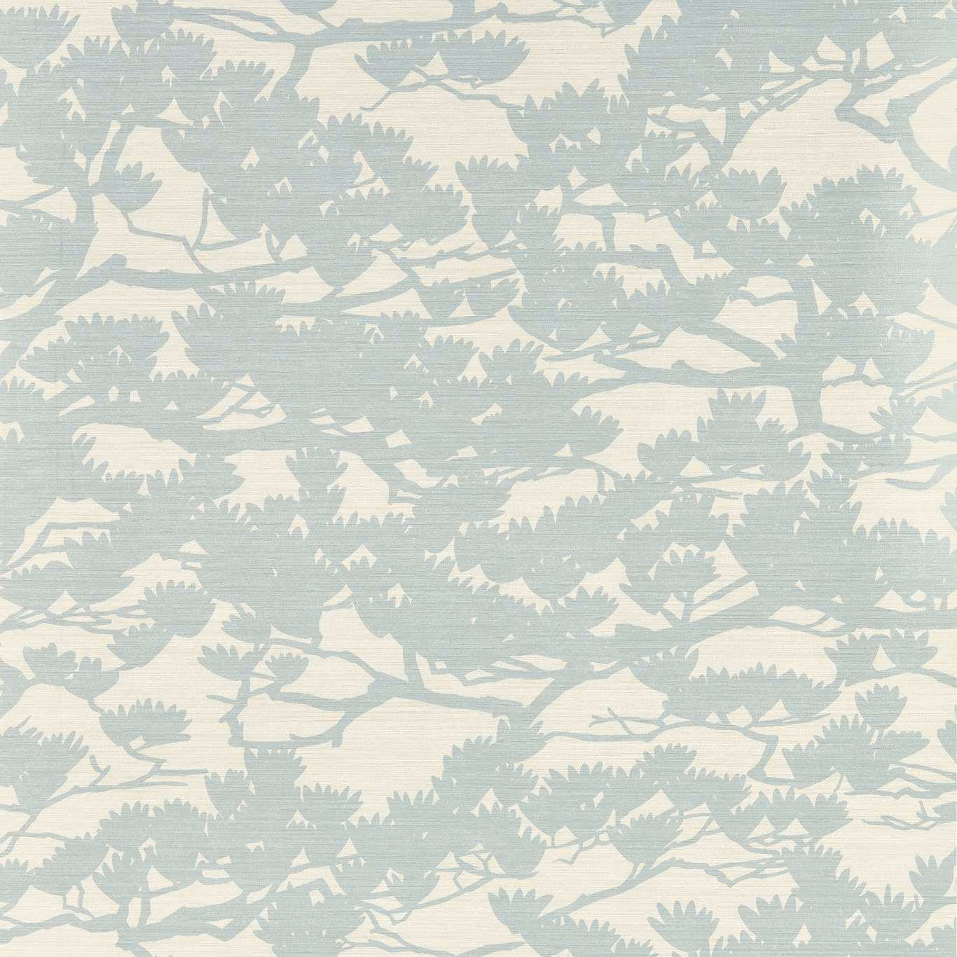 Pale sky-blue branches and leafy silhouettes scattered across a chalk ground