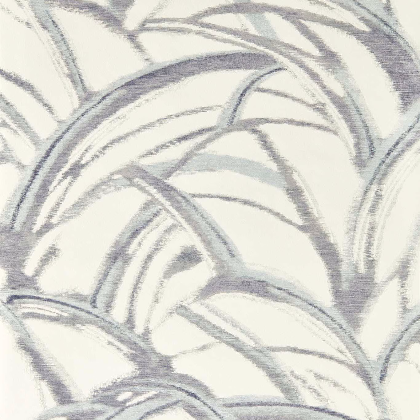 Pale lilac and periwinkle leaf strokes on a softly textured ivory ground