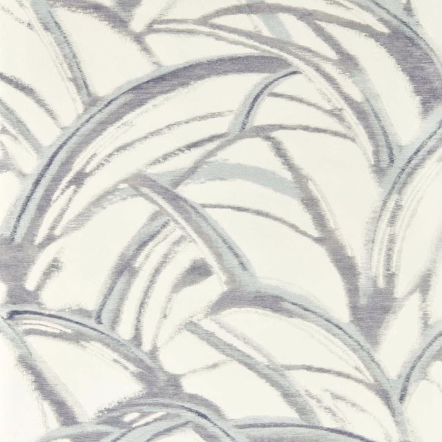 Pale lilac and periwinkle leaf strokes on a softly textured ivory ground