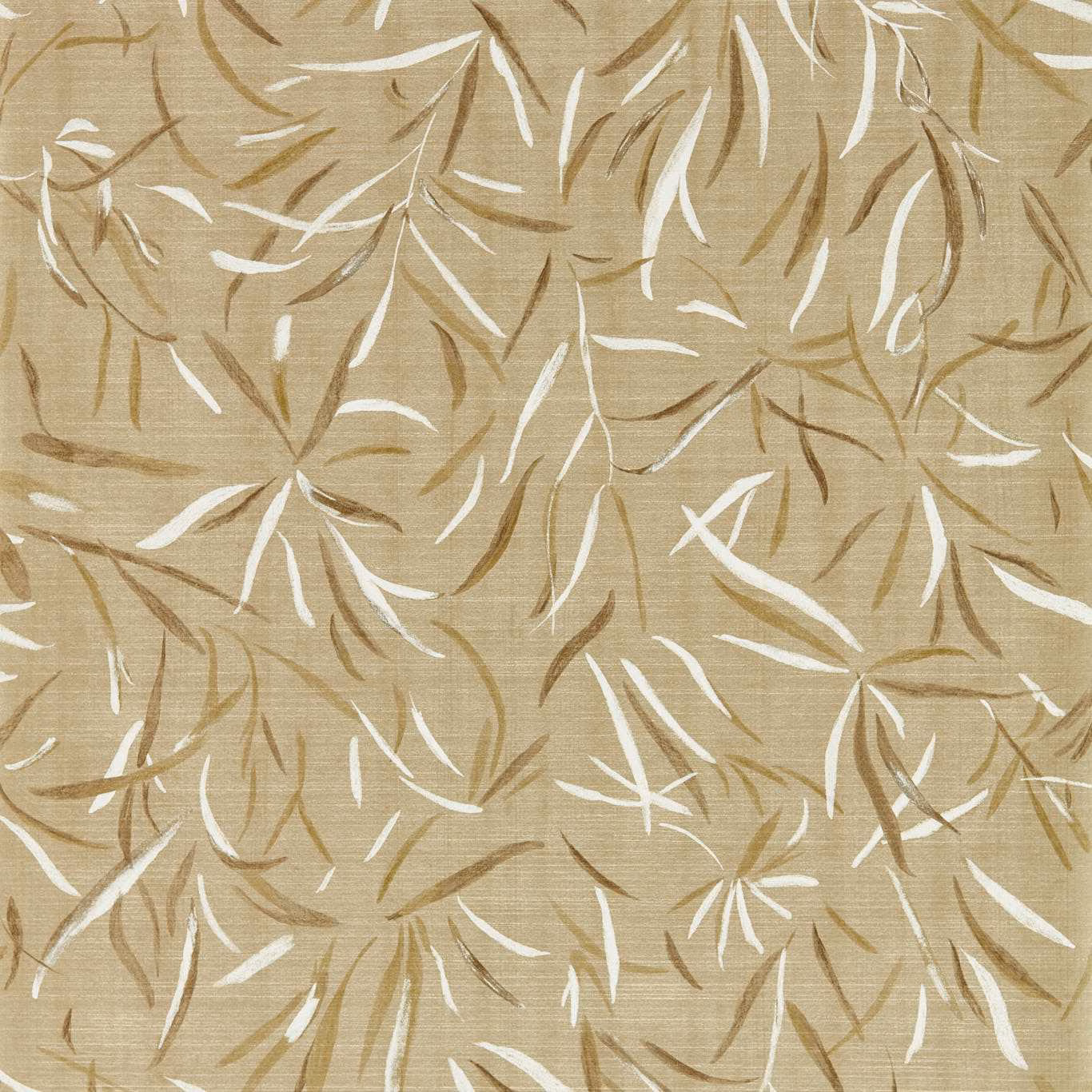 Warm honey wallpaper with ivory and taupe sweeping botanical strokes