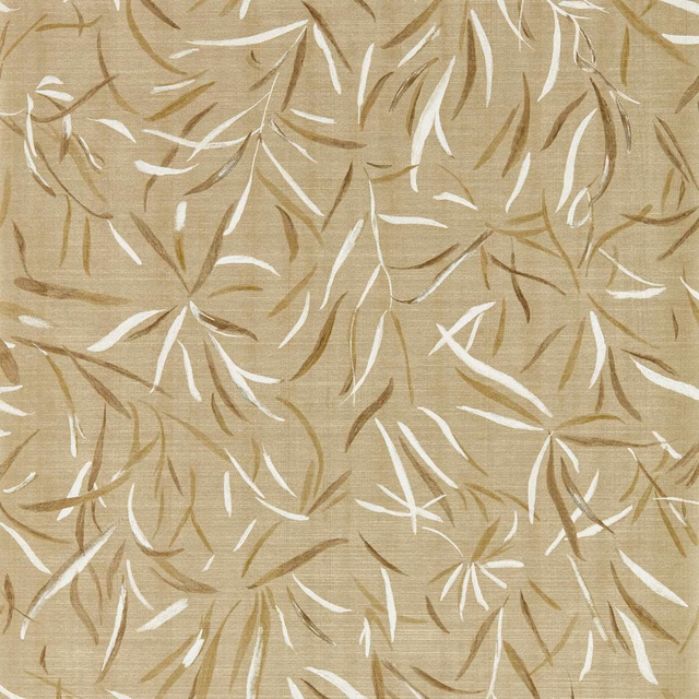 Warm honey wallpaper with ivory and taupe sweeping botanical strokes