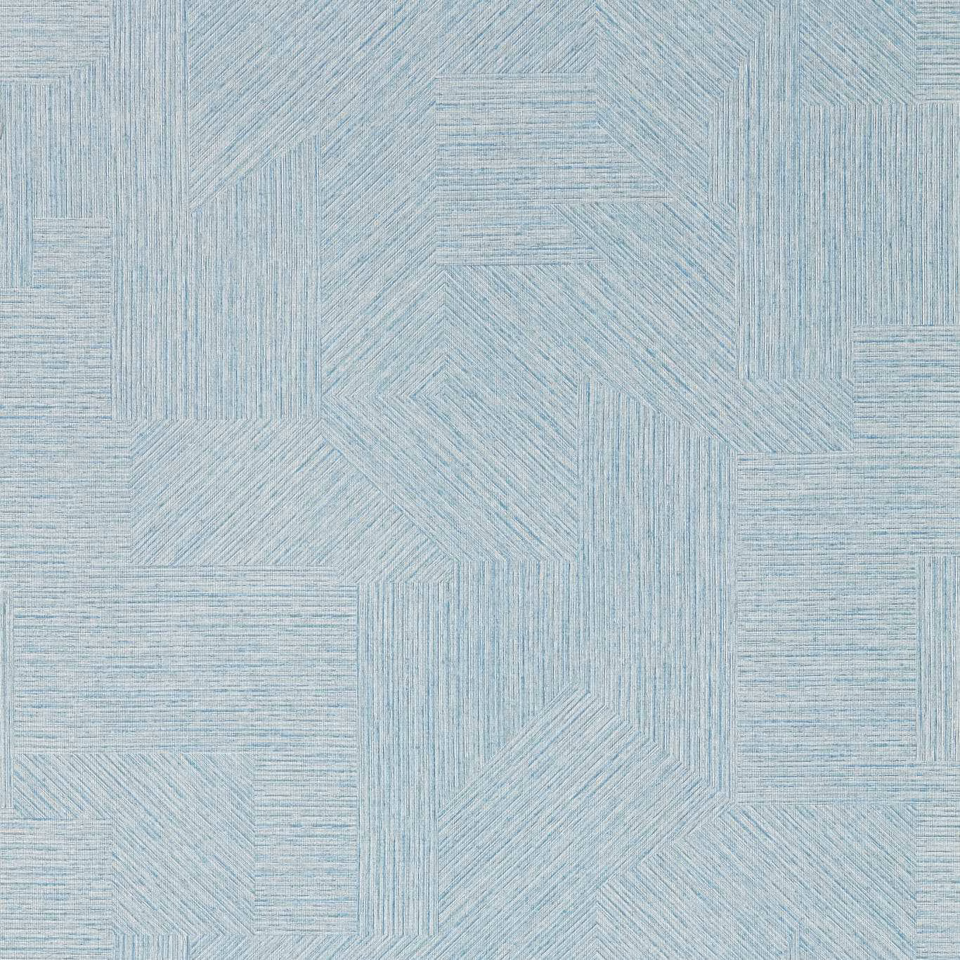 Pale icy-indigo wallpaper with angular maze-like panels and fine linear texture