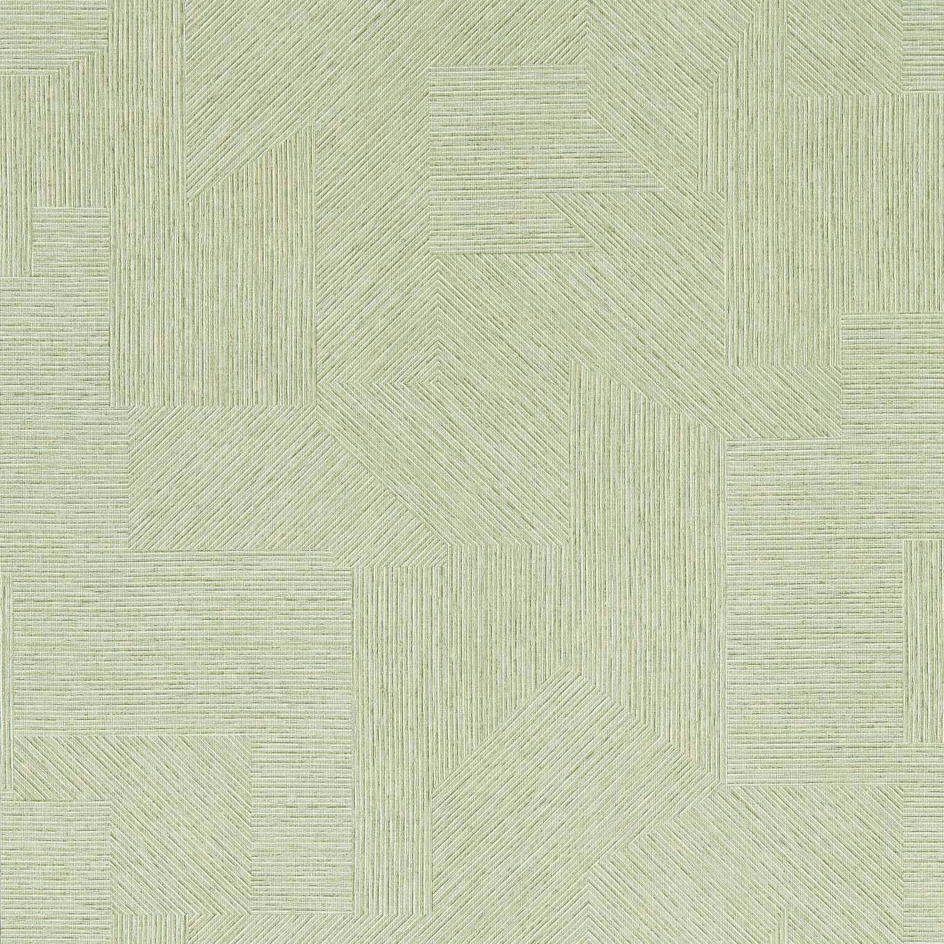 Pale sage green geometric wallpaper with fine directional linework in block shapes