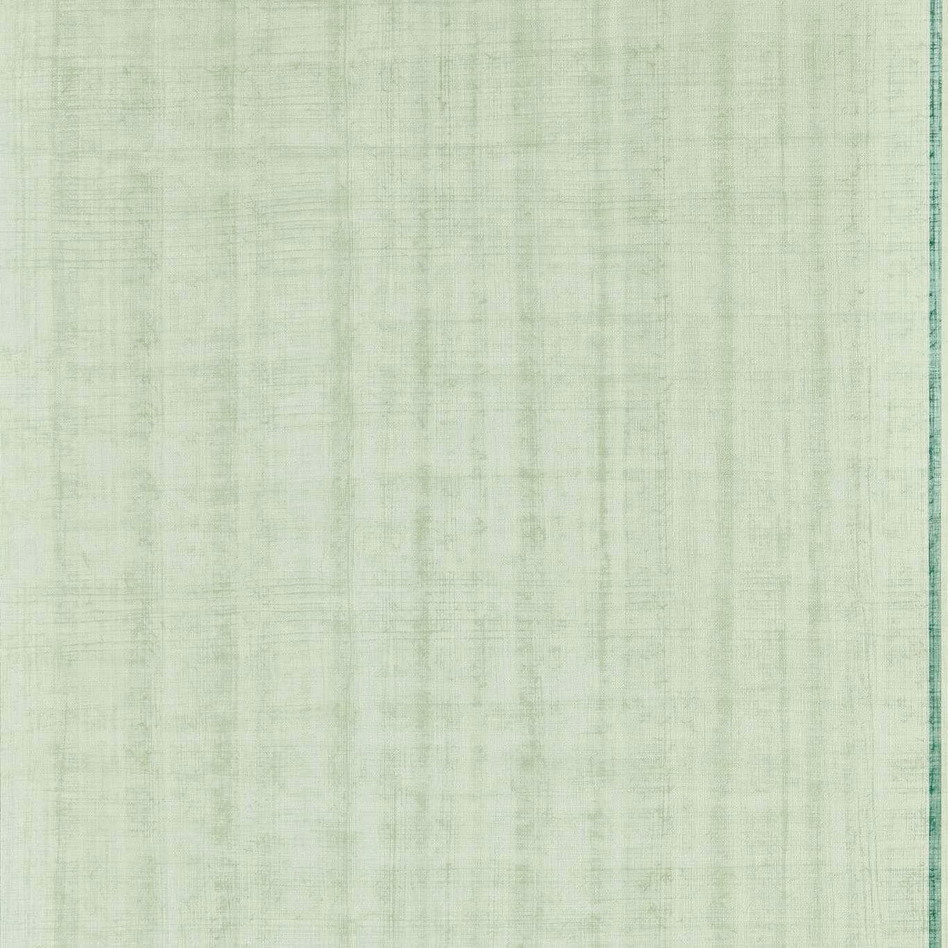 Pale sea-glass green wallpaper with fine vertical striations and darker teal edge
