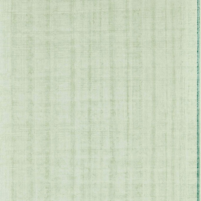 Pale sea-glass green wallpaper with fine vertical striations and darker teal edge