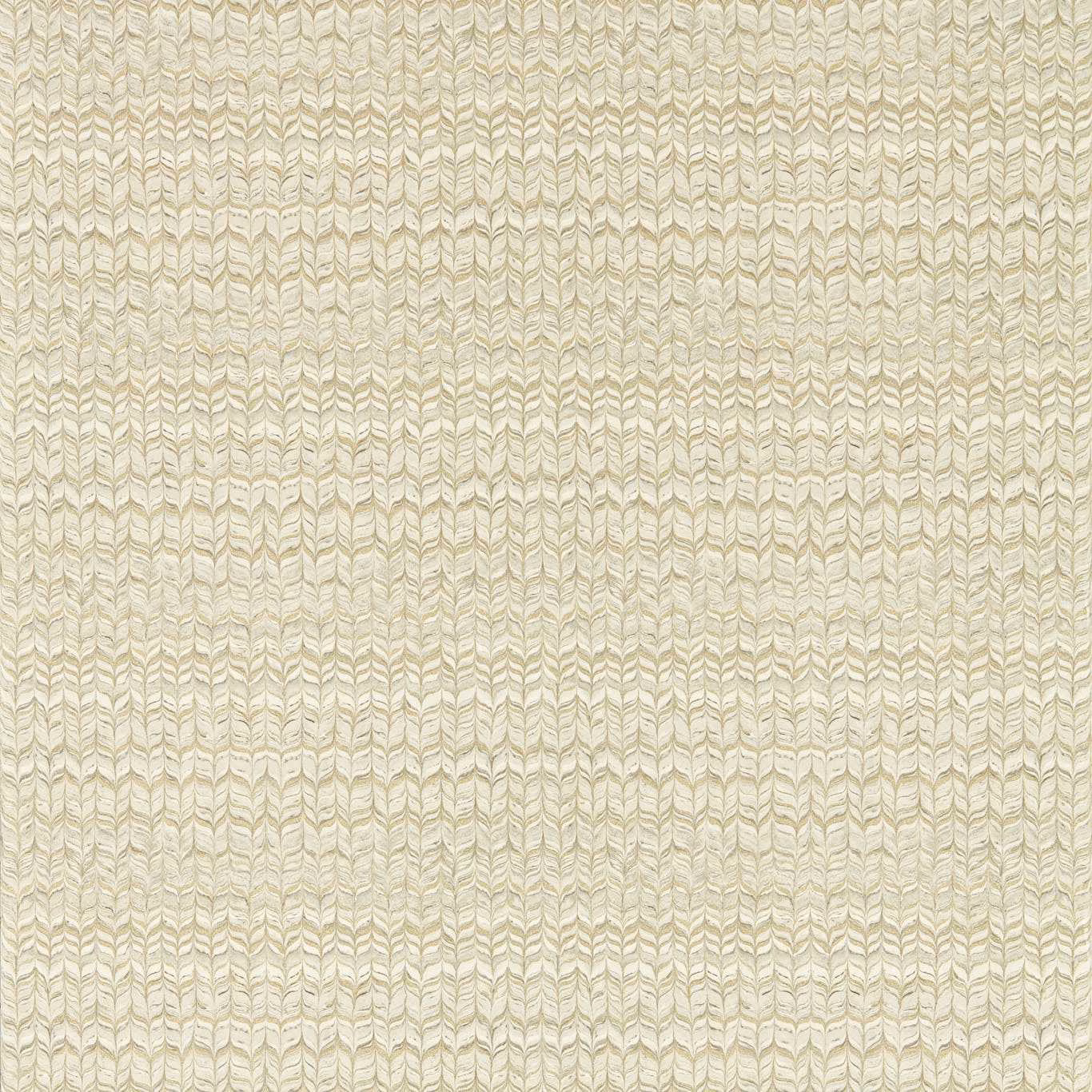 Oyster wallpaper with fine muted-gold herringbone leaf lines in vertical rows