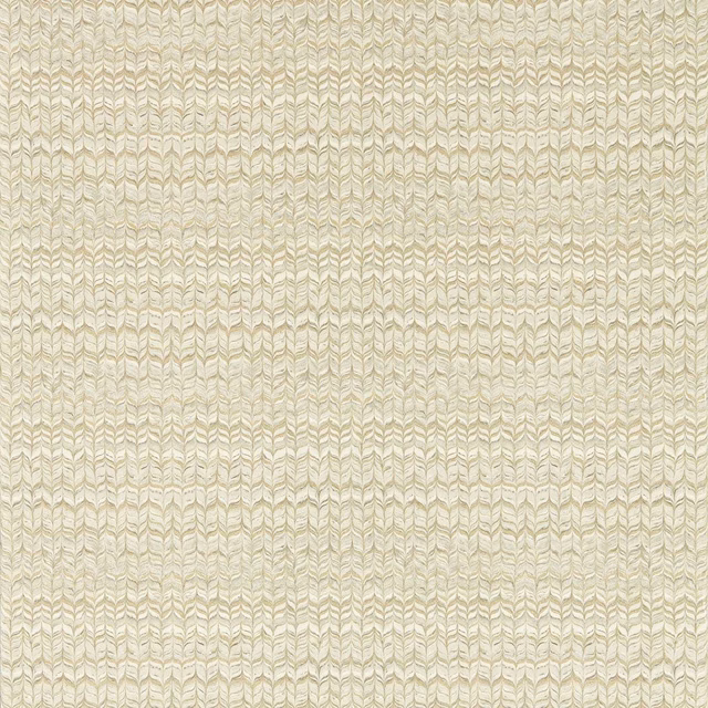 Oyster wallpaper with fine muted-gold herringbone leaf lines in vertical rows