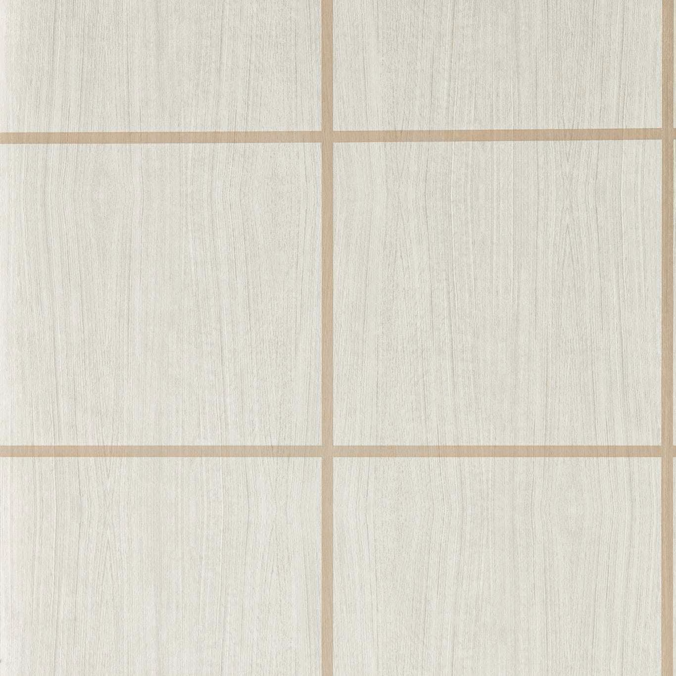 Pale silver birch wallpaper with blush gloss grid and fine vertical texture
