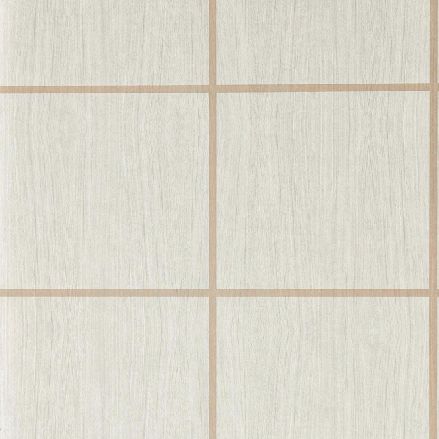 Pale silver birch wallpaper with blush gloss grid and fine vertical texture