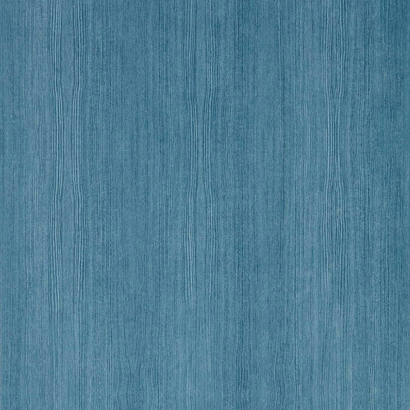 Muted blue-teal wallpaper with fine vertical woodgrain striations and tonal texture