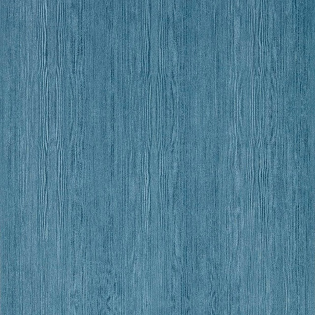 Muted blue-teal wallpaper with fine vertical woodgrain striations and tonal texture