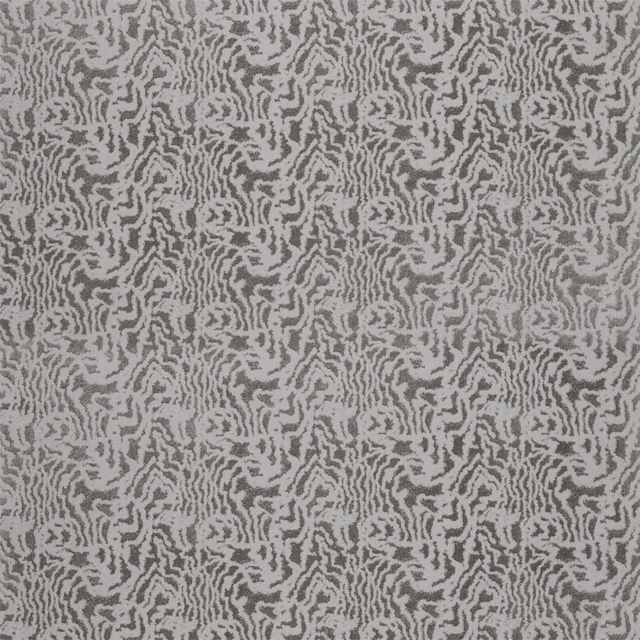 Cool pewter velvet with charcoal rippling lines and a tactile low-contrast pile