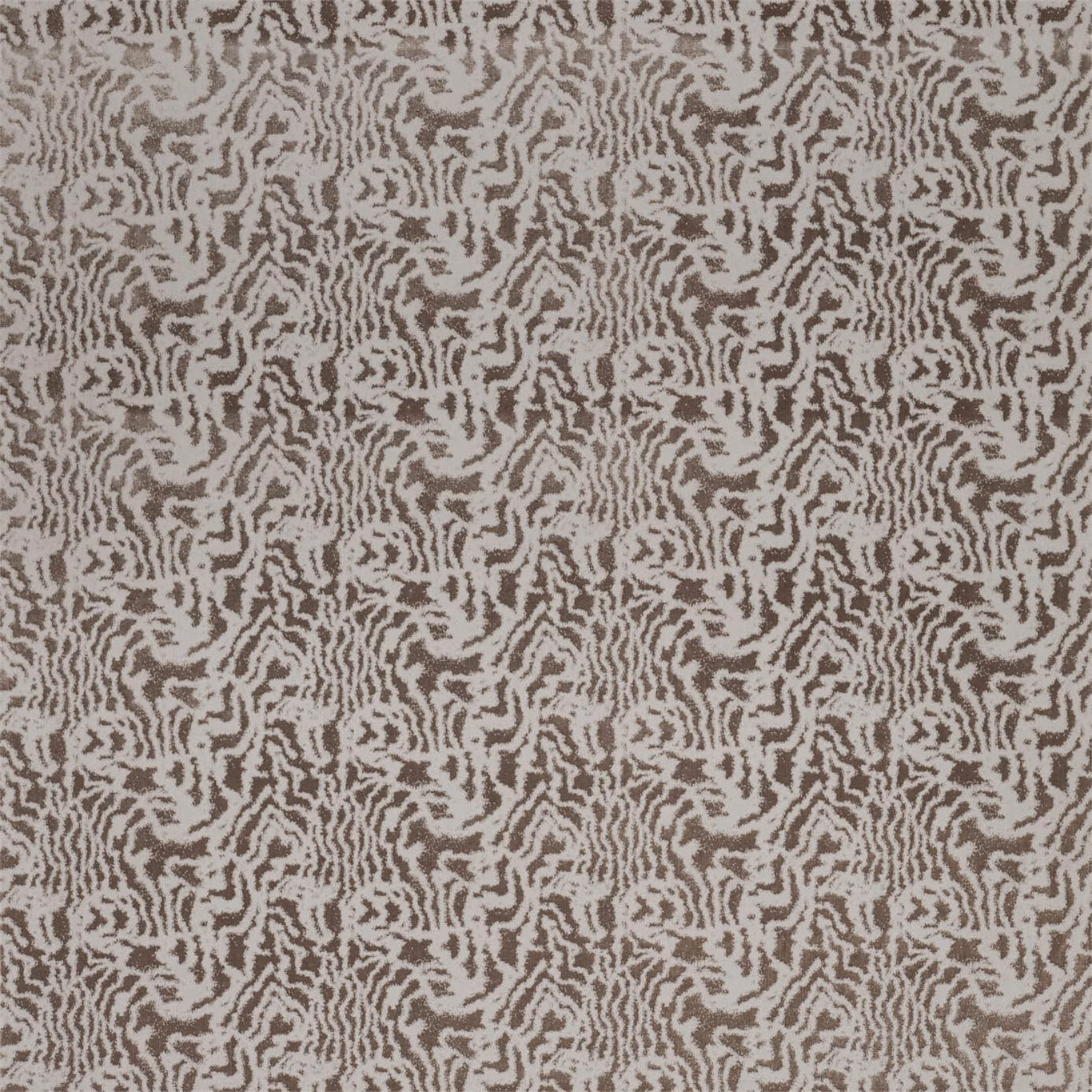 Warm sandstone velvet with dense cream and taupe striated organic motifs