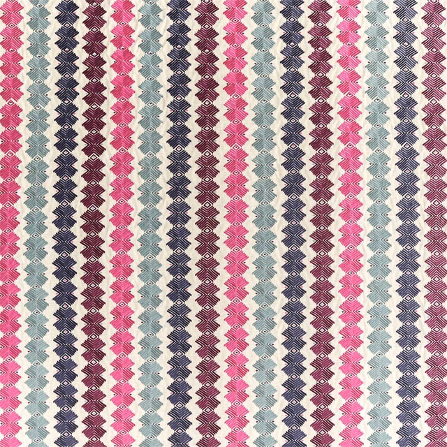 Seaglass, cerise and indigo zigzag stripes in a textured woven fabric