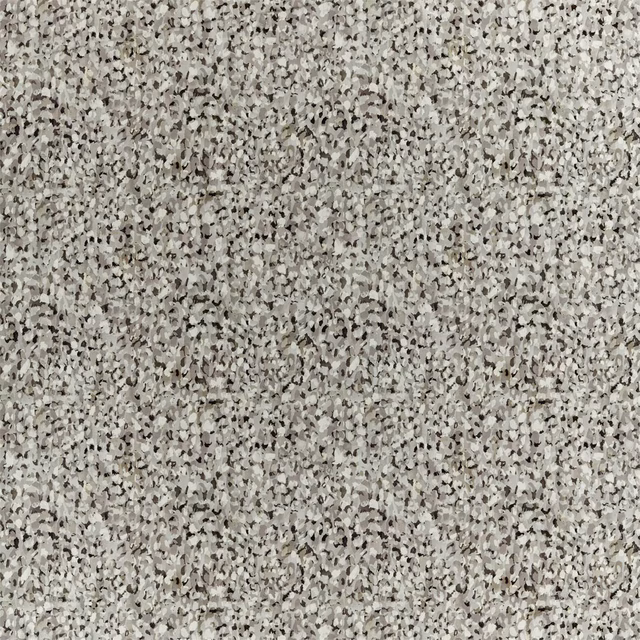 Oyster-grey fabric with dense charcoal flecks and a fine pebbled woven texture