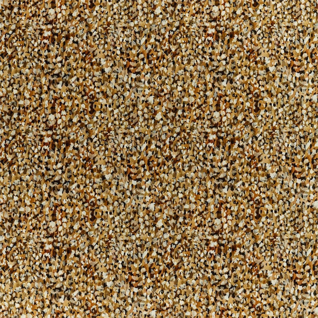 Close view of saffron, cream and brown flecked weave with fine vertical texture