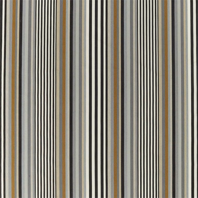 Charcoal, putty and slate vertical stripes with narrow muted tan accents