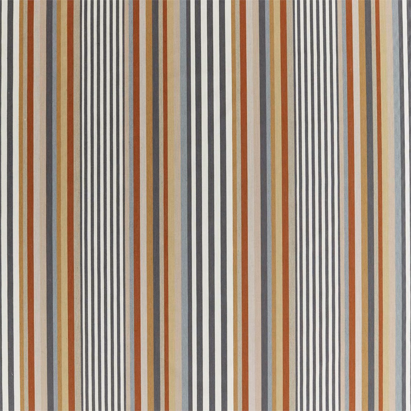 Graphite, terracotta and jute vertical stripes in a softly textured upholstery weave