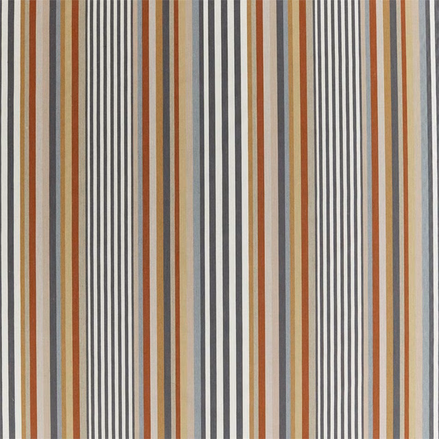 Graphite, terracotta and jute vertical stripes in a softly textured upholstery weave
