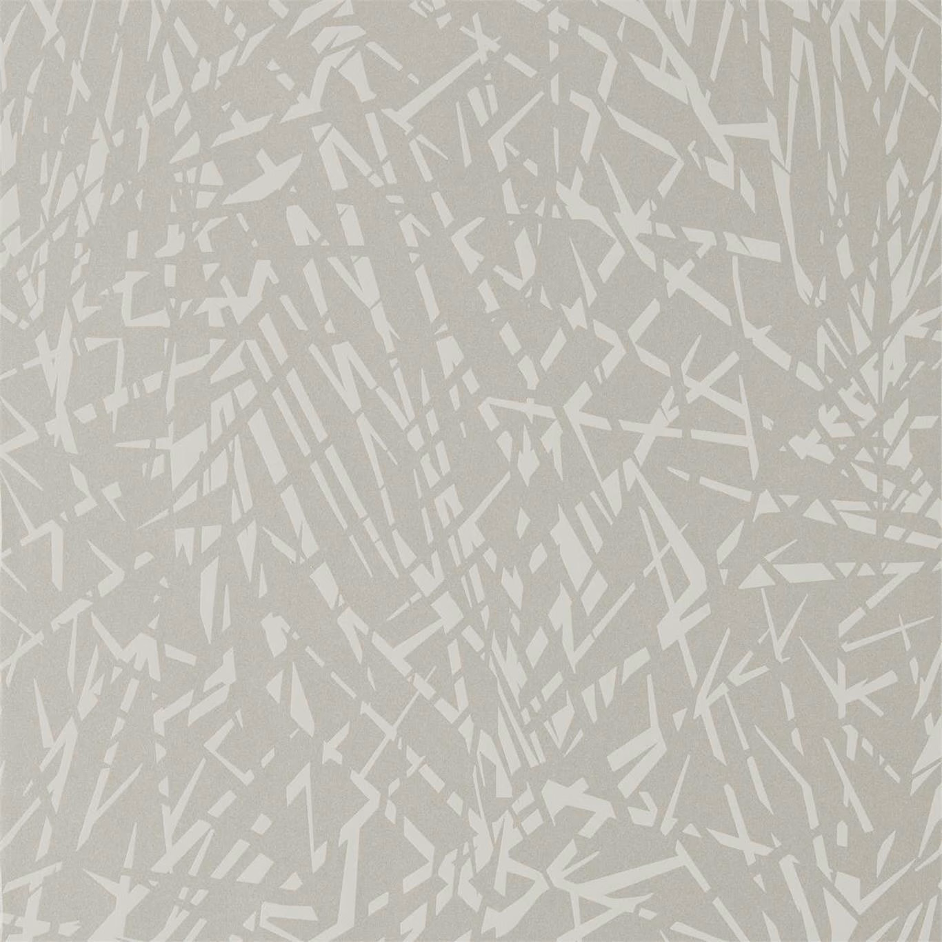 Soft platinum-grey wallpaper with pale angular brush marks in a dense abstract pattern