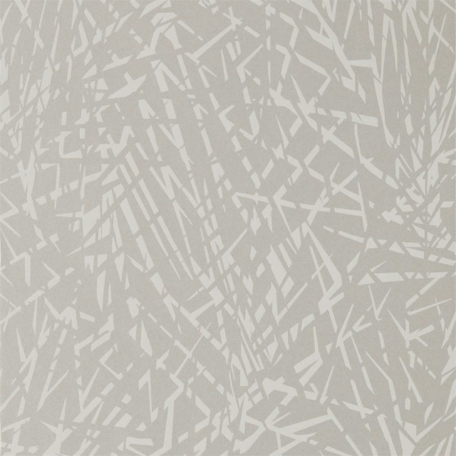 Soft platinum-grey wallpaper with pale angular brush marks in a dense abstract pattern